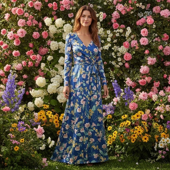 🌼 Vintage 1970s Vanity Fair Floral Maxi Dress – Size M - Picture 12 of 12